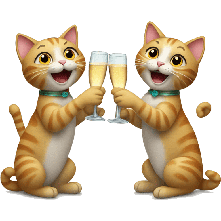 two cats cheerings champagne emoji