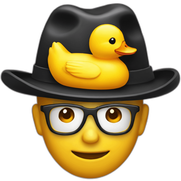 a man wearing a rubber ducky hat emoji