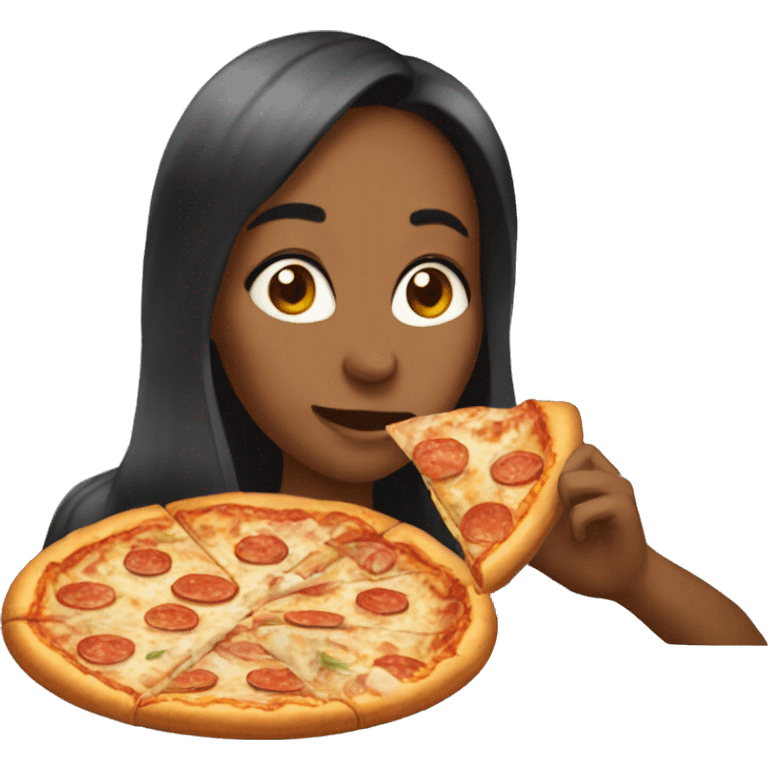 Amanda eating pizza emoji