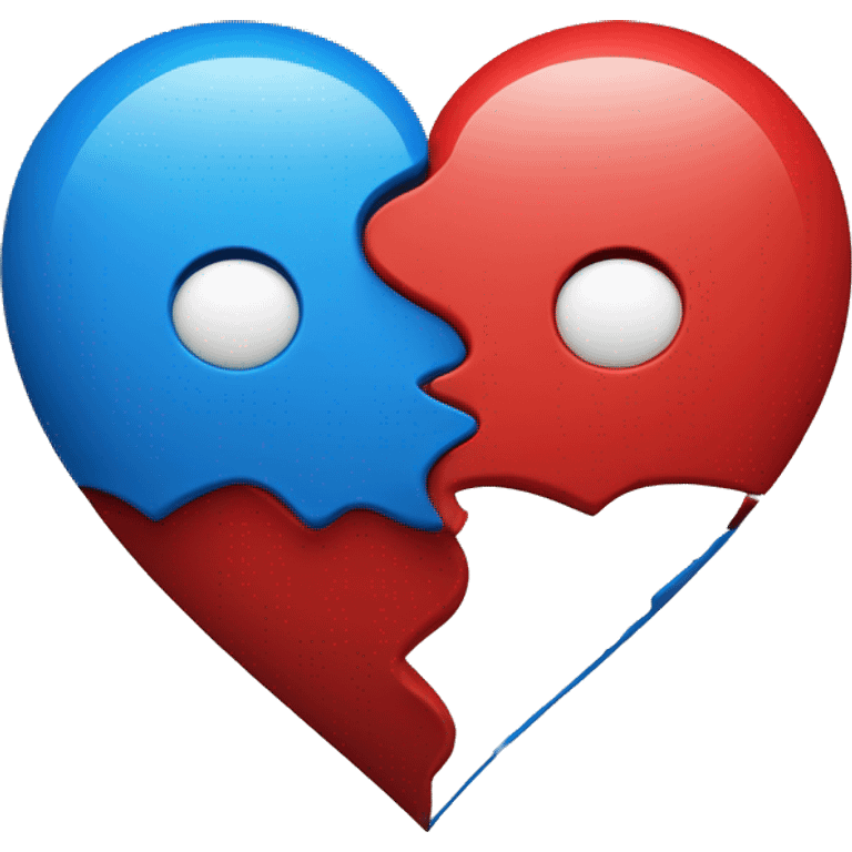 Heart that is Split in half with one side being red and the other being blue emoji