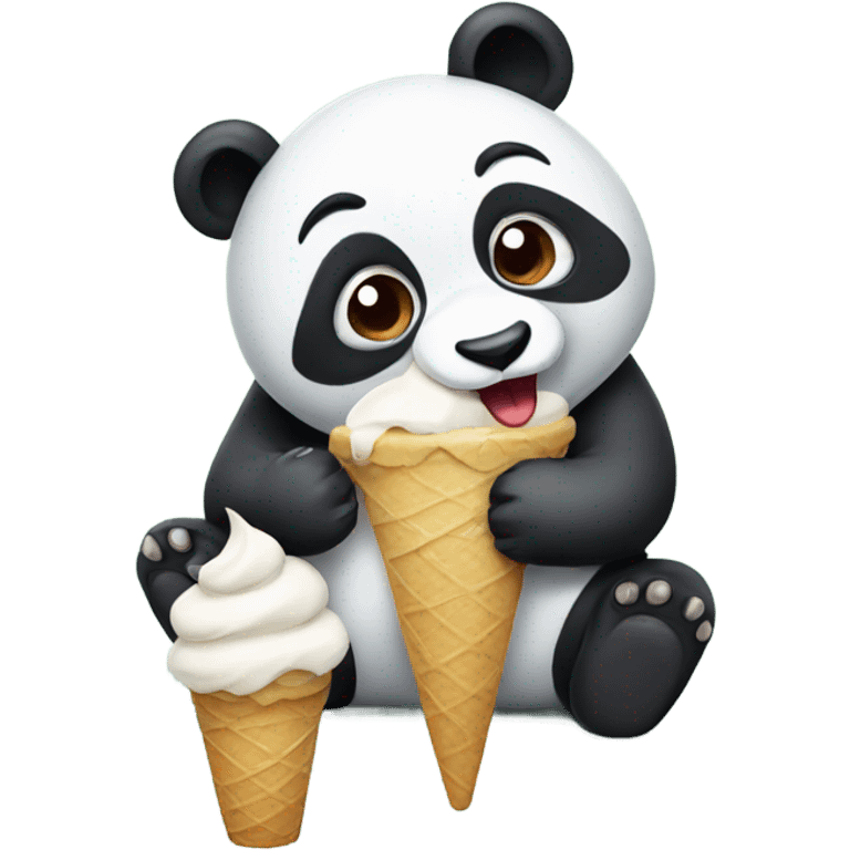 Panda eating ice cream emoji