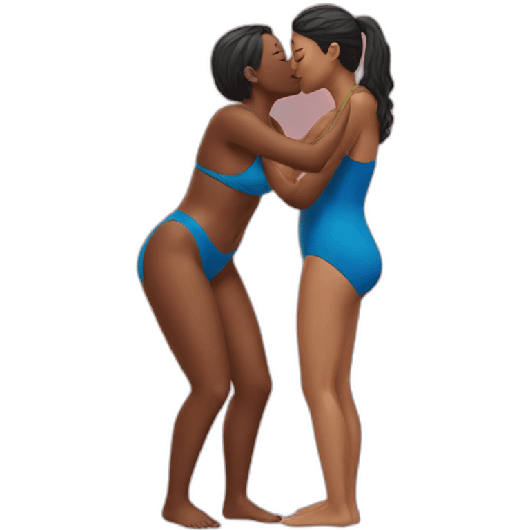 Woman kissing woman in swimming suit emoji