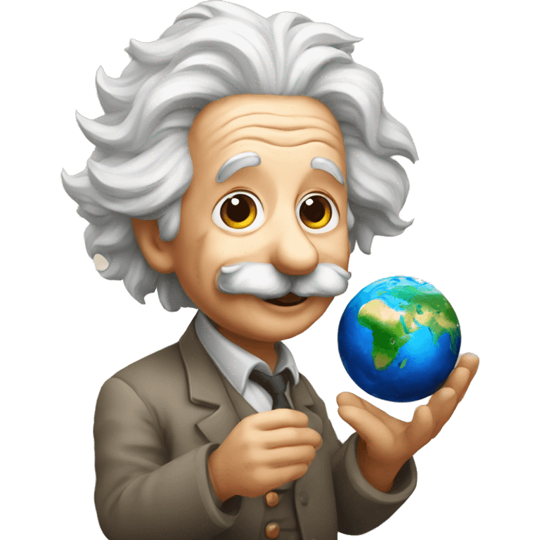 happy albert einstein holding earth in his hand emoji