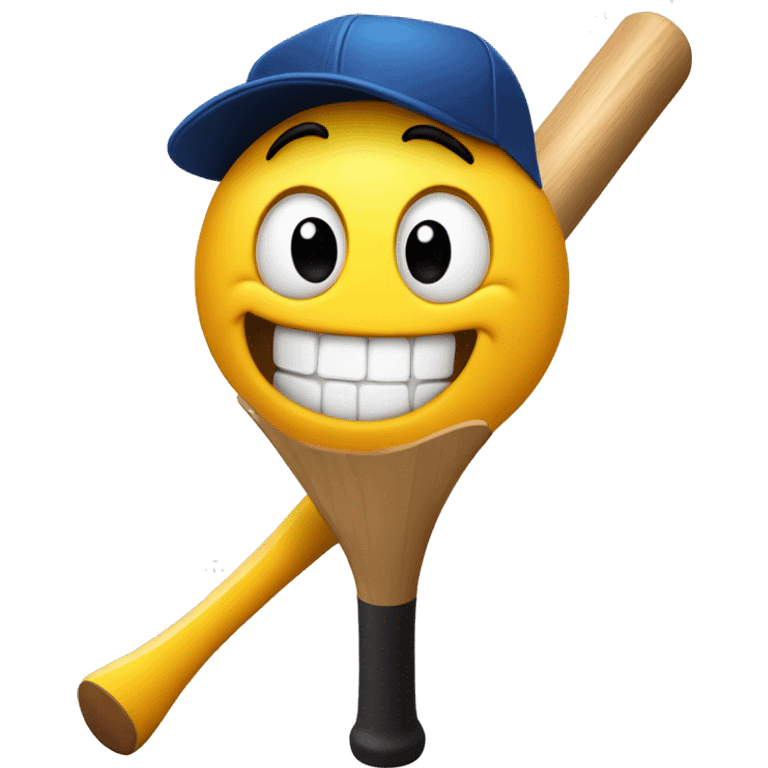 Winking emoji baseball bat but he’s happy about it emoji