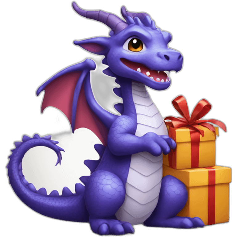 A dragon with a New Year's gift in its paw emoji