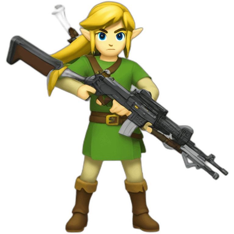 Link (Legend of Zelda) wielding an AR-15 emoji