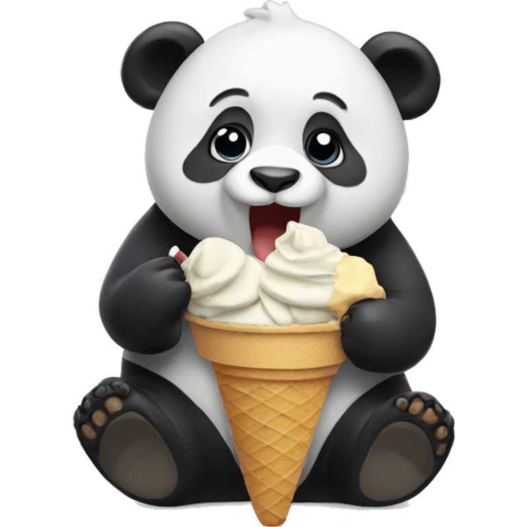 Panda eating ice cream emoji