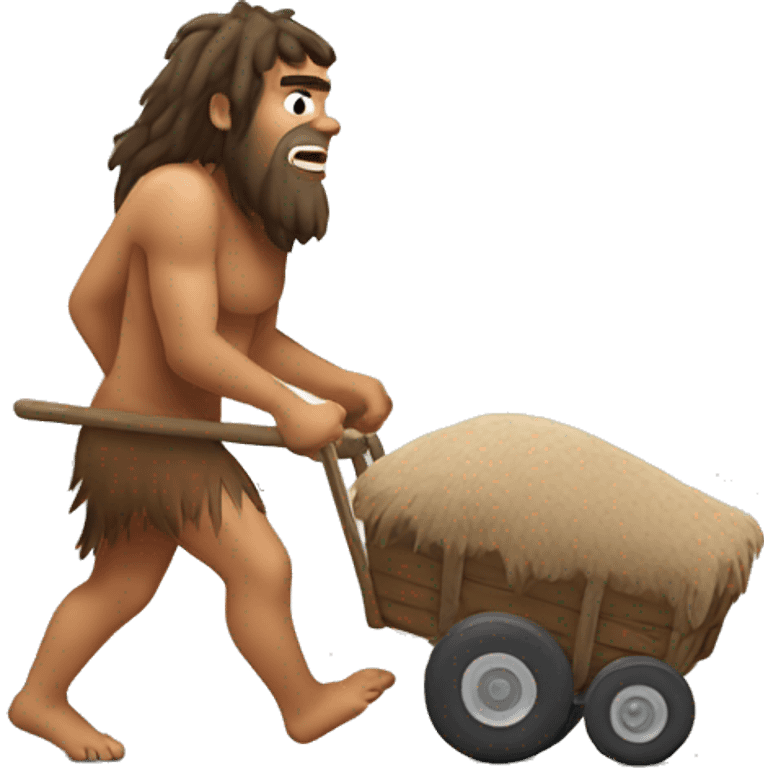 caveman pulling cart on back emoji