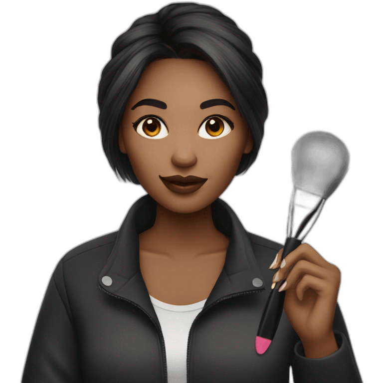 A makeup artist girl with a makeup brush in her hand emoji