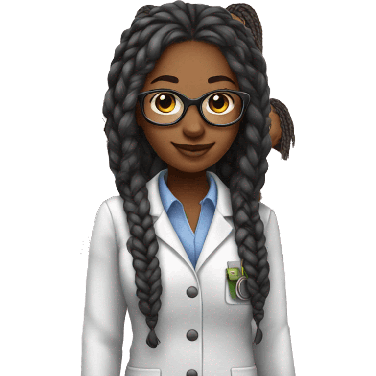 Black female scientist with box braids and pink accents emoji