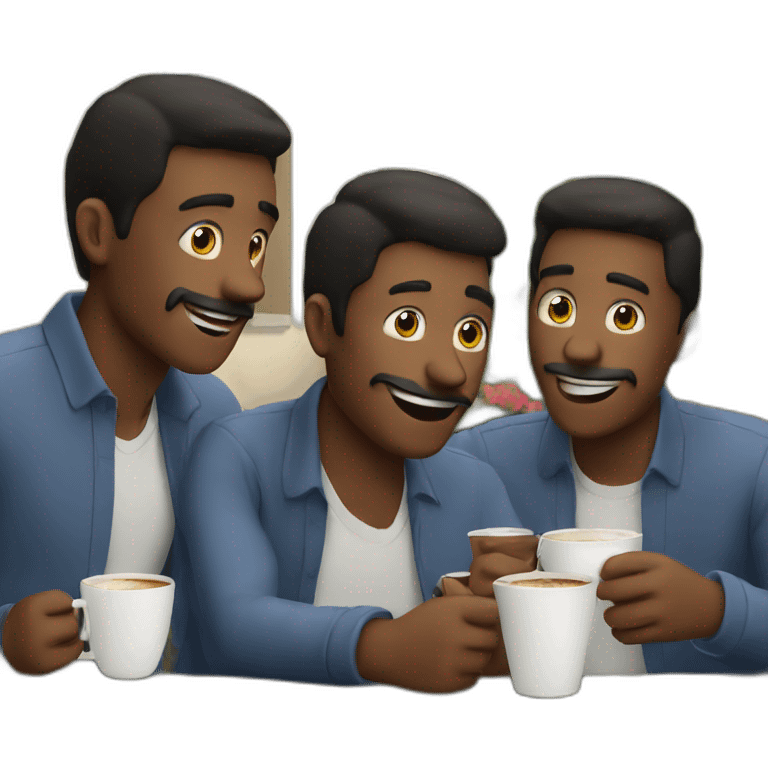 three men drinking coffee on a terrace emoji