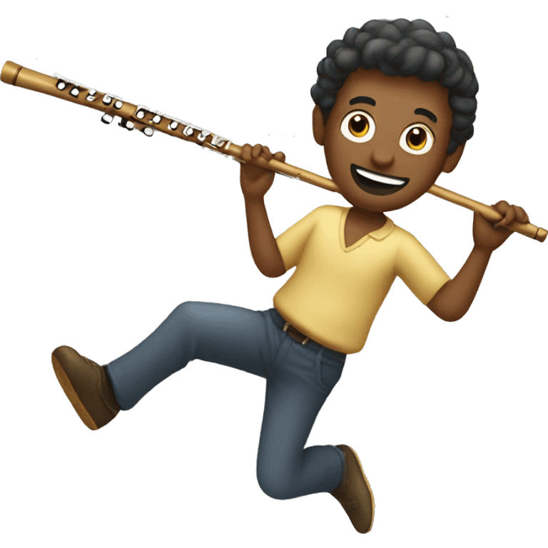 Man with flute twirling on pole emoji