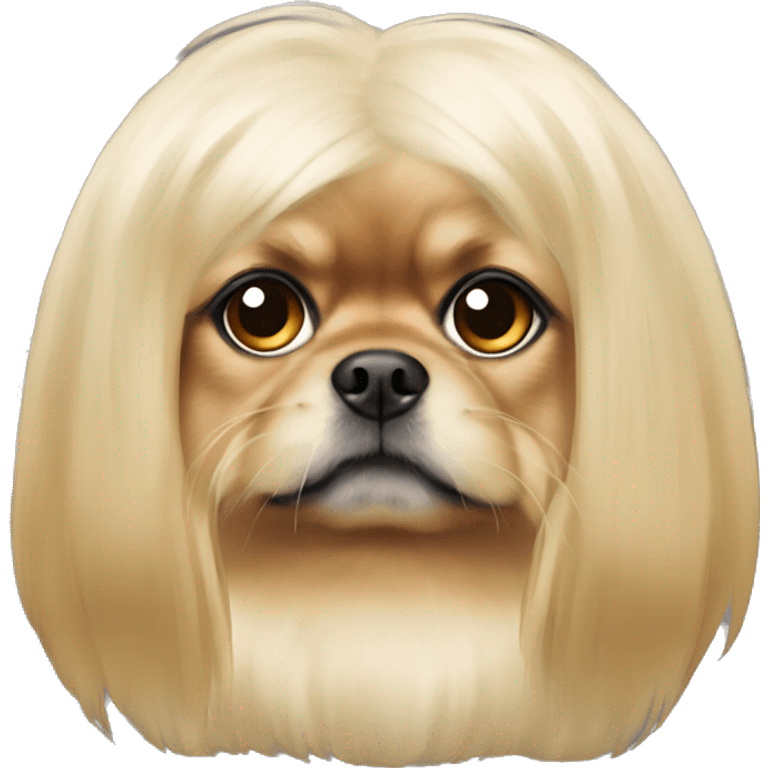 pekinese blonde head — snout blonde — shaggy big hair on ears emoji