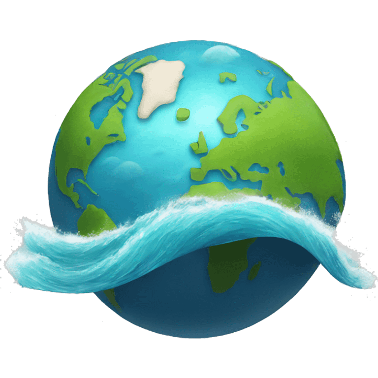 Earth with wave emoji