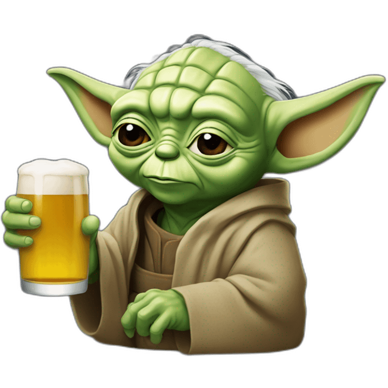 Yoda buvant une bière emoji