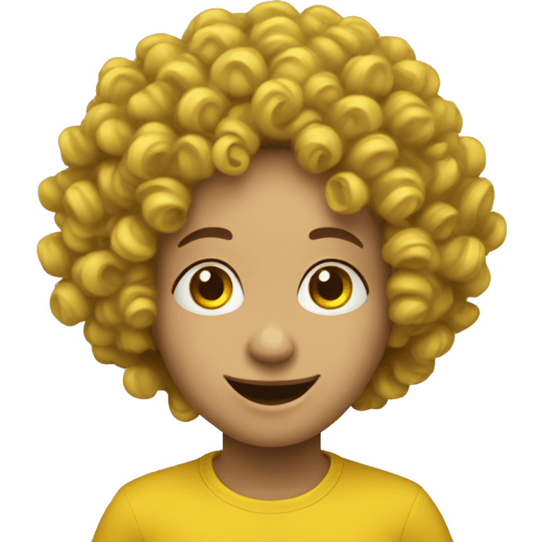 A simple yellow smiley but with black curly perm emoji