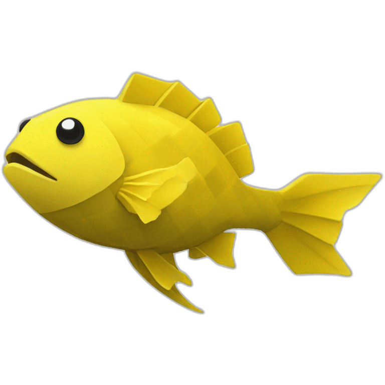 cube yellow fugu fish with two fins and tail in minecraft style full size emoji