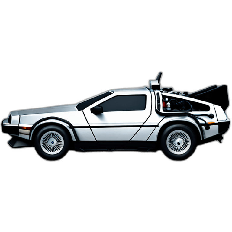 a DeLorean side view driven by Obama emoji