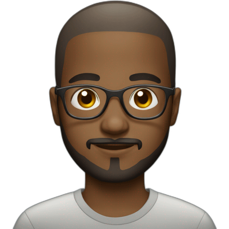 somalian boy with beard and shaved hair with transparent glasses emoji