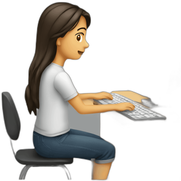 student typing on computer emoji