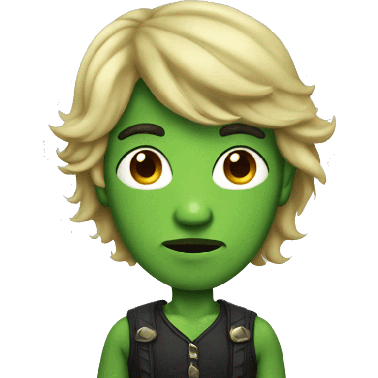 boy green skin with moustache and long hair emoji