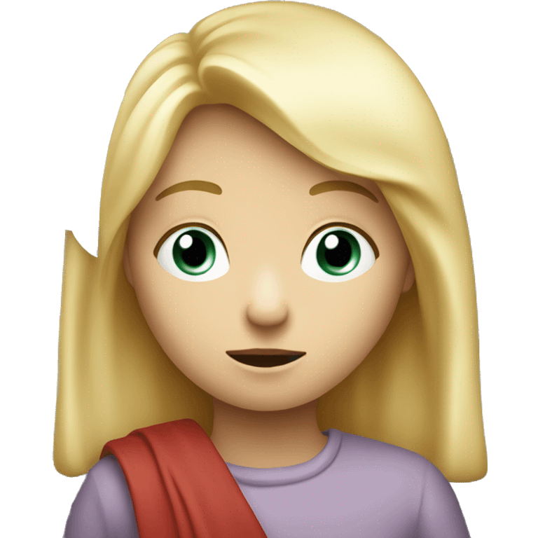 talking blond child with speech bubble near emoji