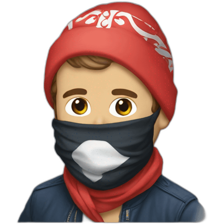 Emmanuel Macron wearing a bandana emoji