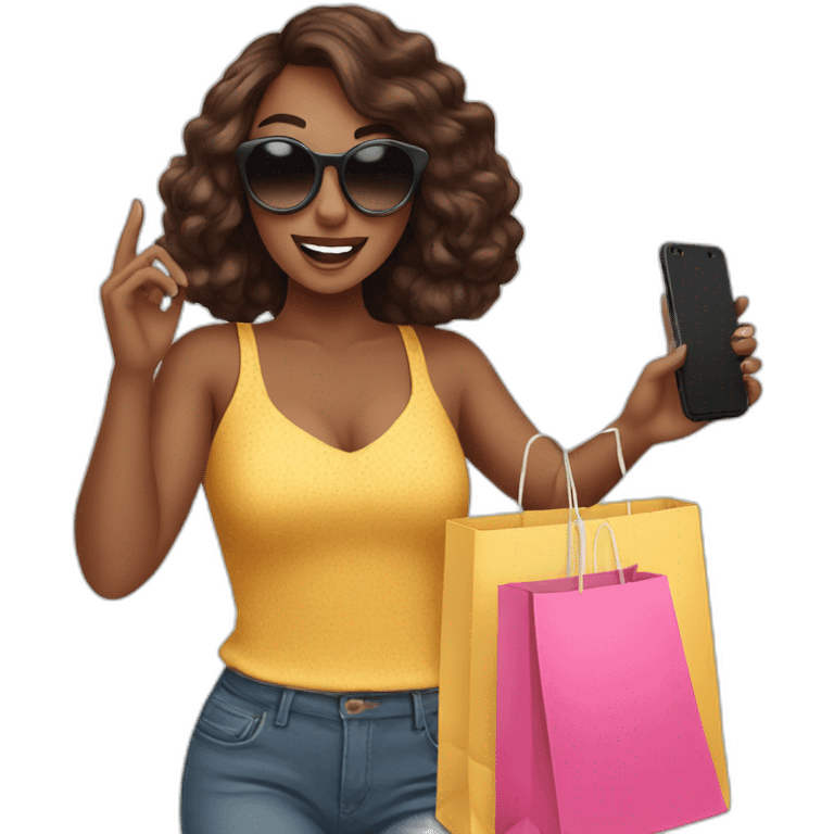 influencer taking selfie with a shopping bag emoji