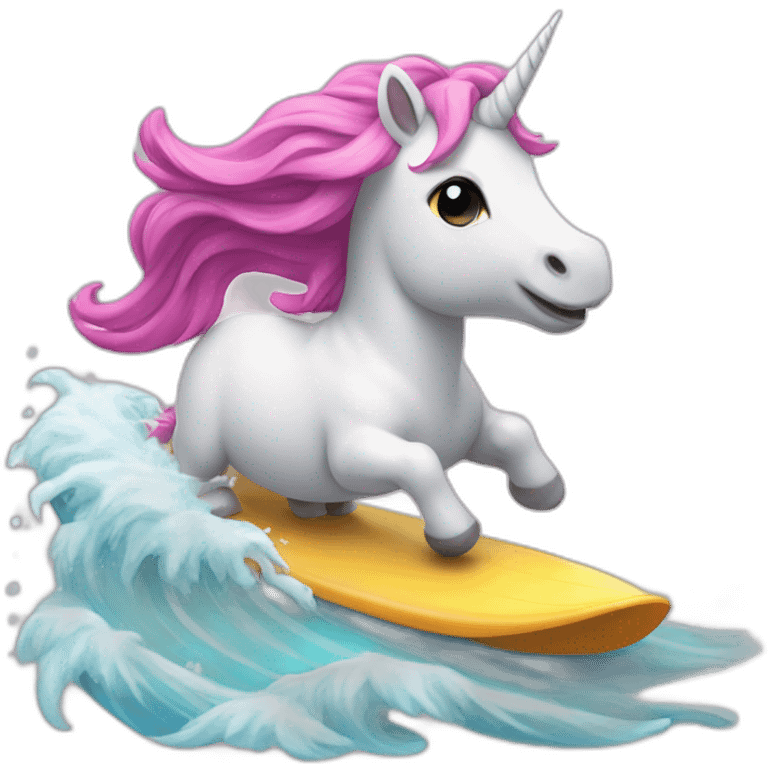 cute Unicorn surfing emoji