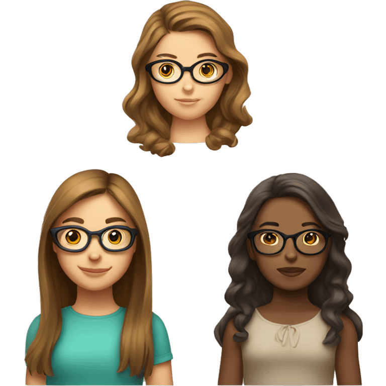 two girls, first with brown hair and glasses,second girl with fair hair and complexion  emoji