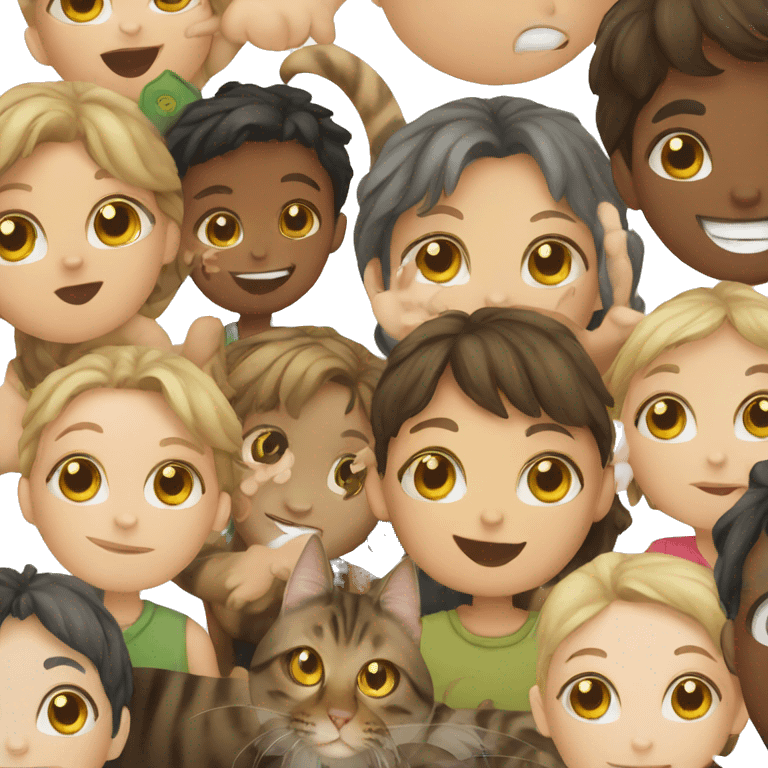 Cat and children emoji