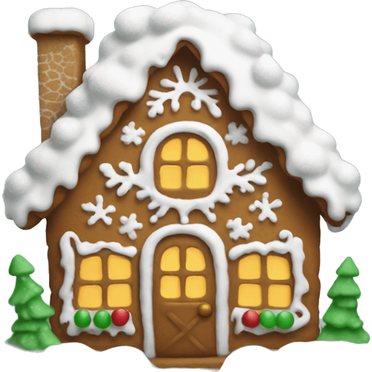 Gingerbreadhouse with snow emoji