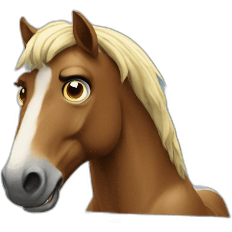 angry horse with phone on a desk emoji