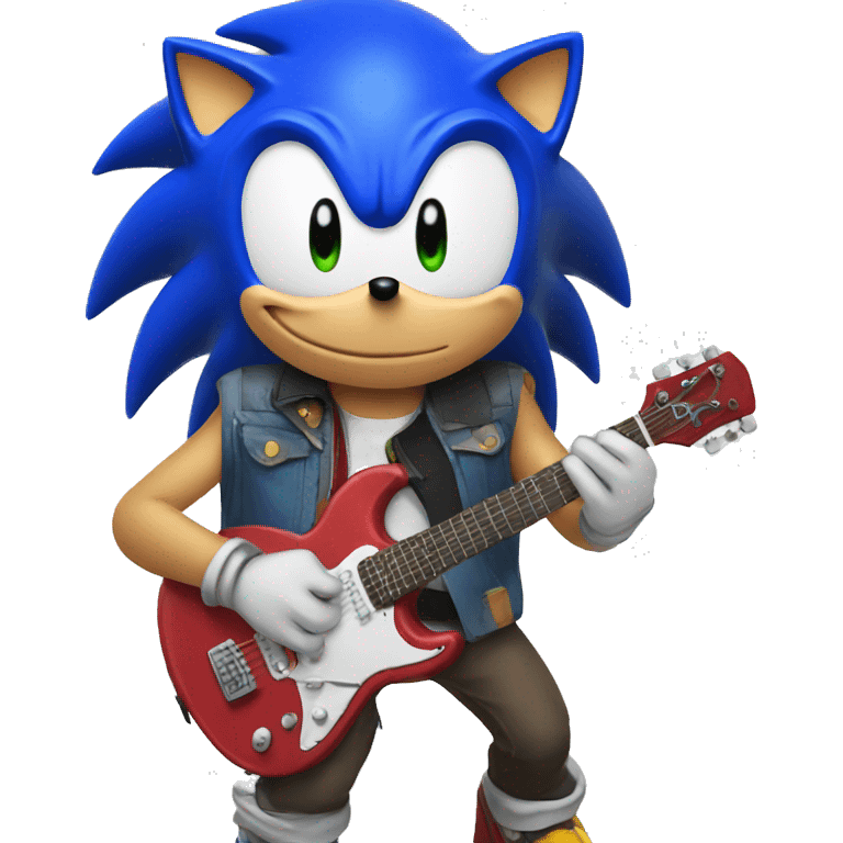 Sonic with guitar emoji