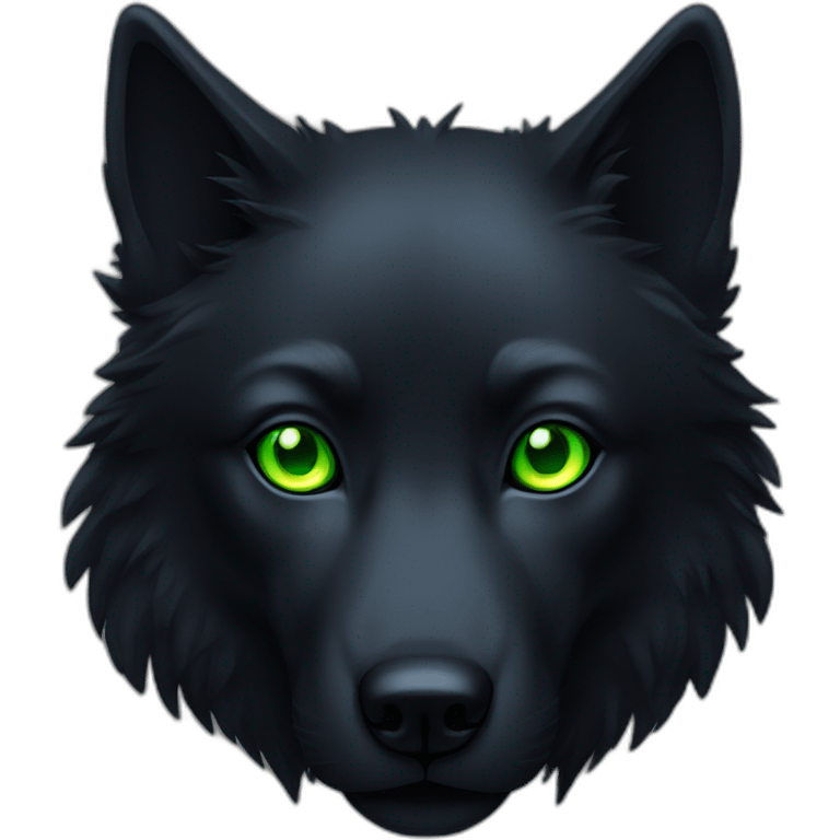 black wolf with neon green eyes emoji