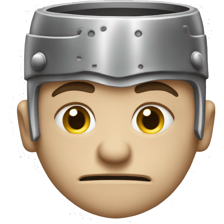 Embarrassed Gladiator: A gladiator with a blushing face, looking down, maybe with a shield partly covering his face, expressing shame or embarrassment after a defeat or mistake. emoji