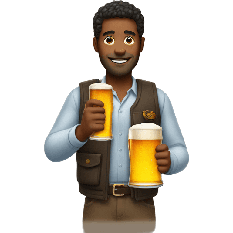 Man holding a big beer in his hand emoji