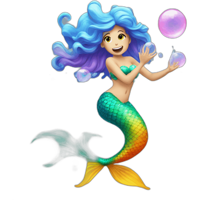 mermaid farting colorfull bubbles emoji