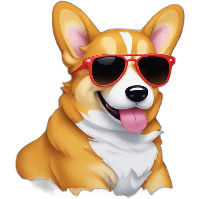 Sunbathing corgi on top of cool beach towel sunglasses emoji