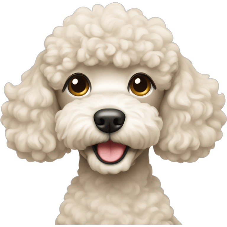 cream mini poodle waking up emoji