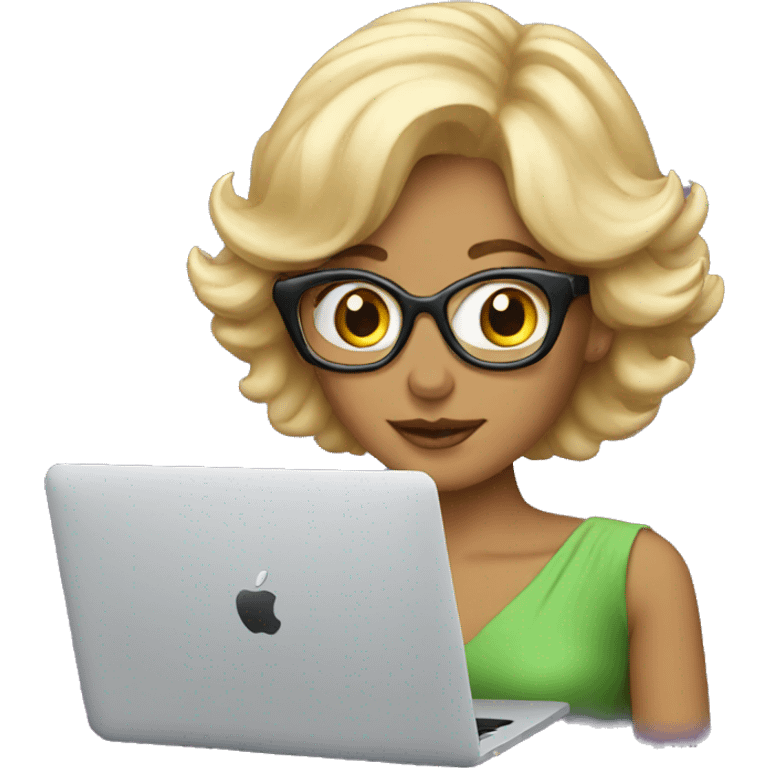 Lady Di with a macbook emoji