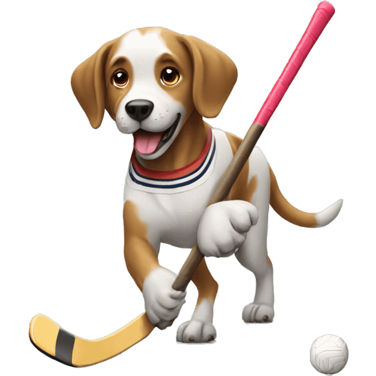 Dog playing hockey  emoji