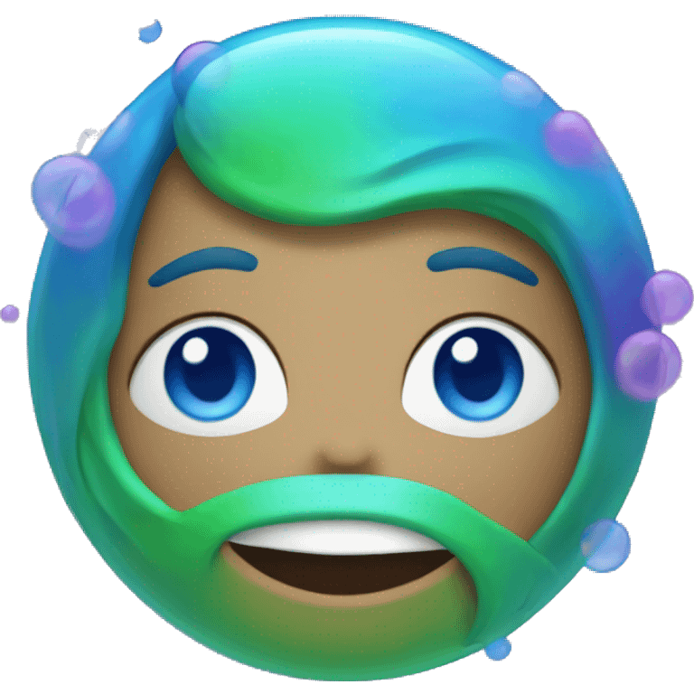 blue bubbles with green and purple highlights  emoji