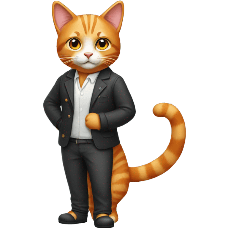 full body orange cat with casual party outfit emoji