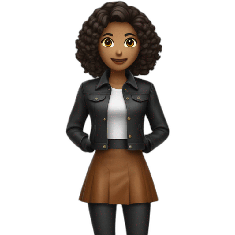 woman leather skirt jackett emoji