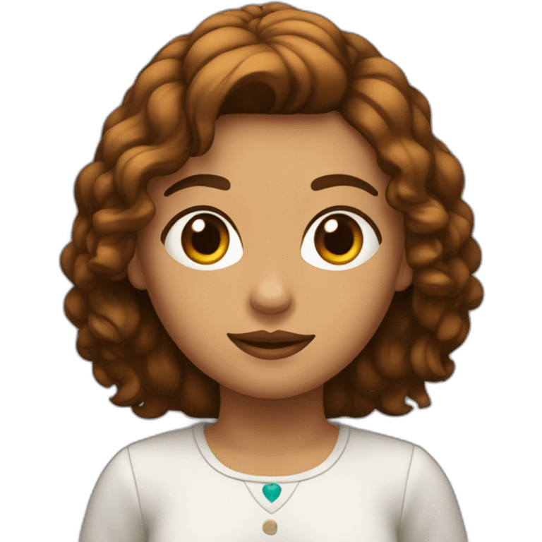 chica con el pelo marrón,largo y liso, ojos marrones oscuros y piel clara emoji