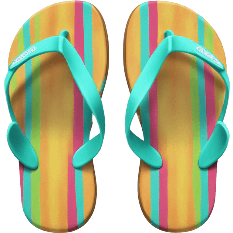 Realistic pair of striped summer flip flops isolated. emoji