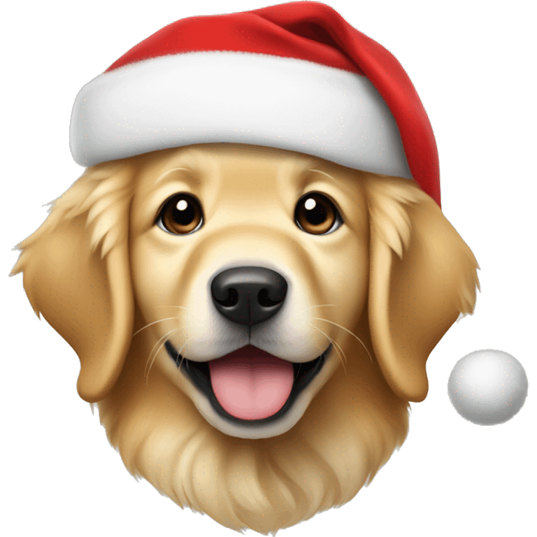 Golden retriever puppy dressed as Santa Claus emoji