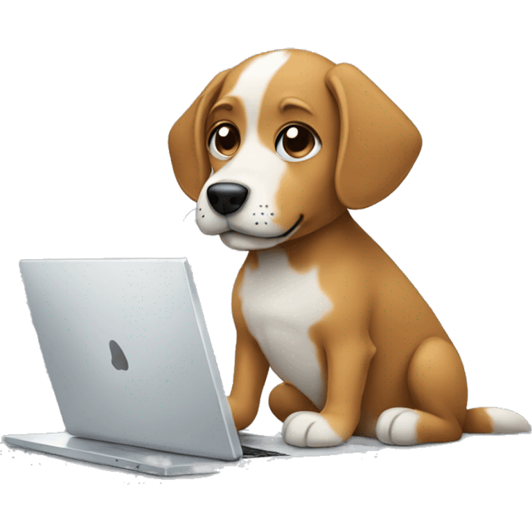 Dog working on a laptop emoji