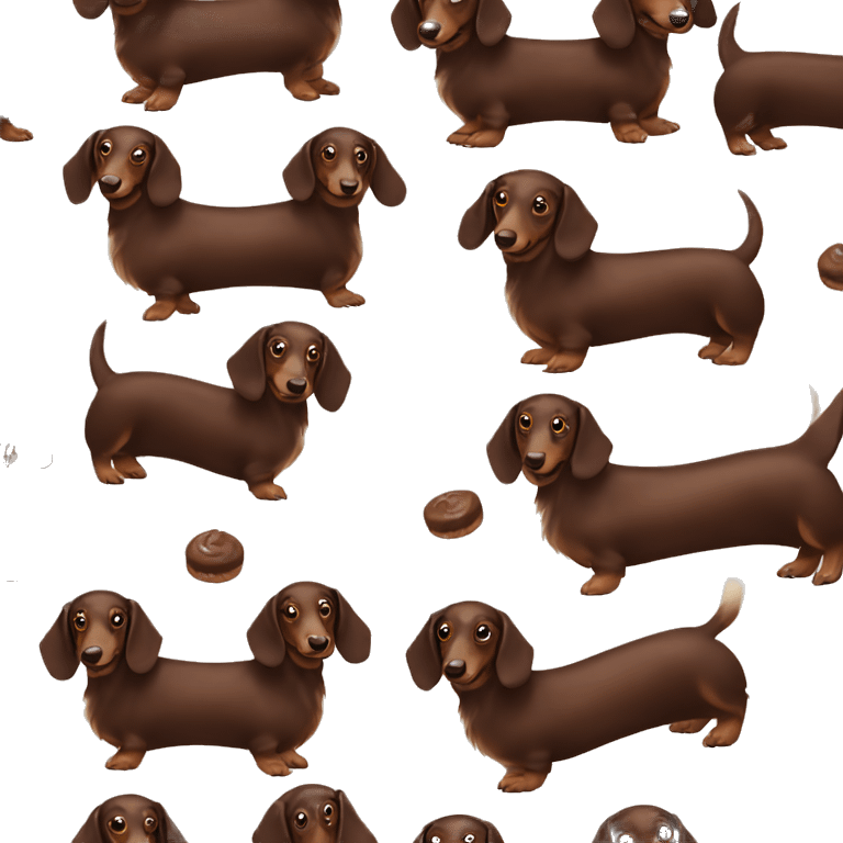 long hair cream and chocolate cake Dachshund dog emoji